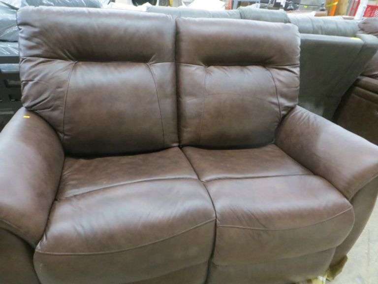 Abbyson Brown Leather Power Reclining Loveseat Lambrecht Auction, Inc.