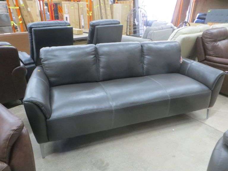 Grey Leather Sofa Lambrecht Auction, Inc.