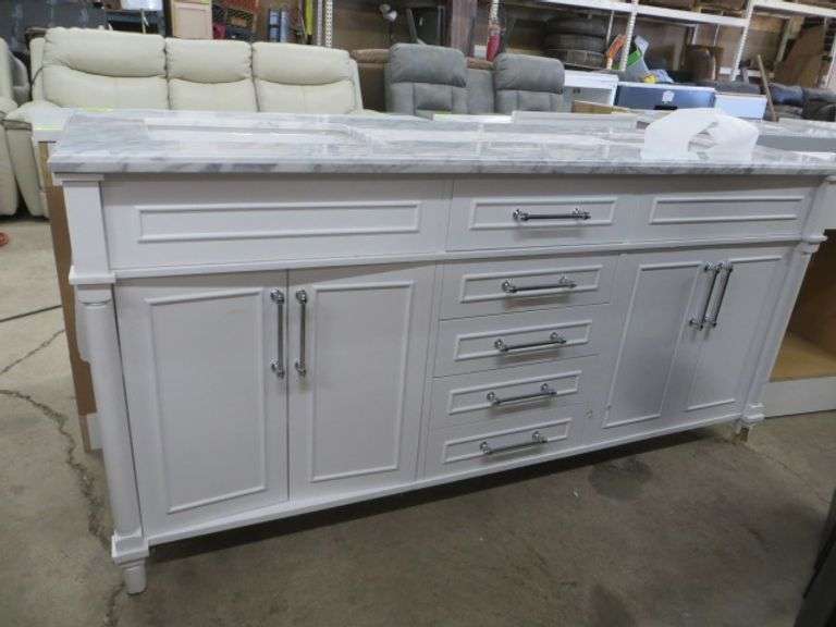 72" Double Vanity CRACKED TOP Lambrecht Auction, Inc.