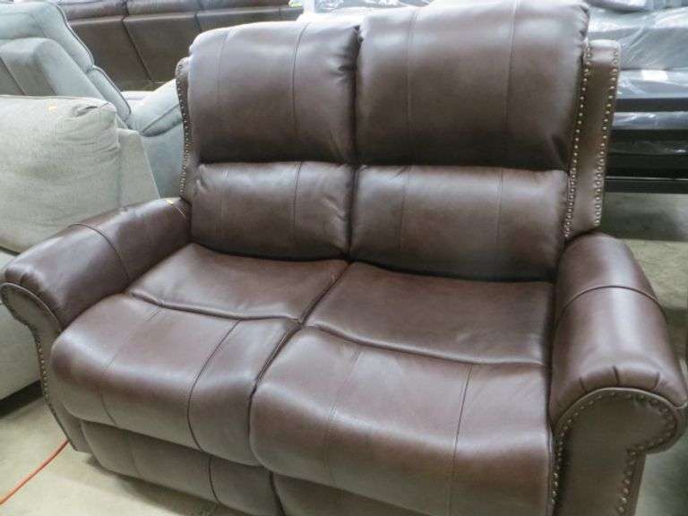 Abbyson Brown Leather Power Reclining Loveseat Lambrecht Auction, Inc.
