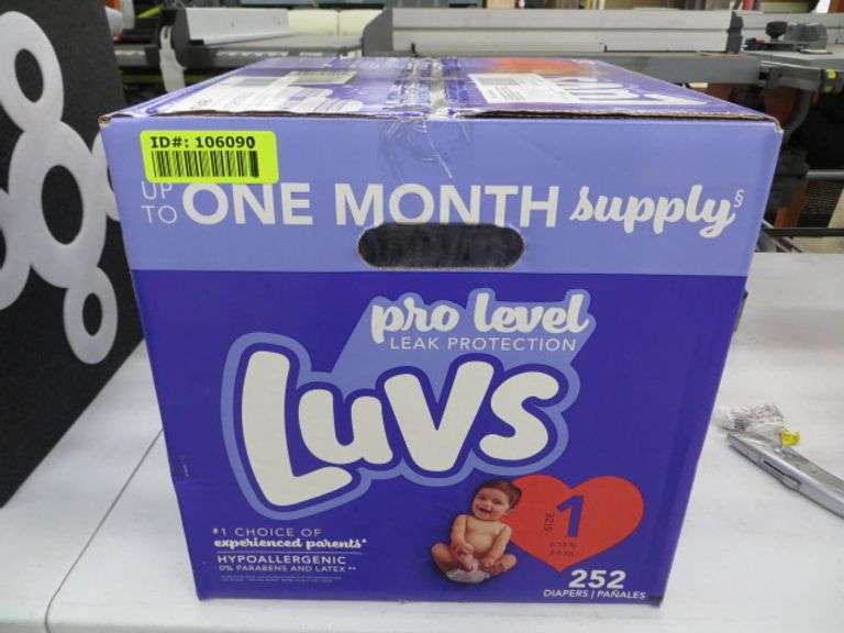 Luvs Size 1 Full Box 252 Diapers Lambrecht Auction, Inc.