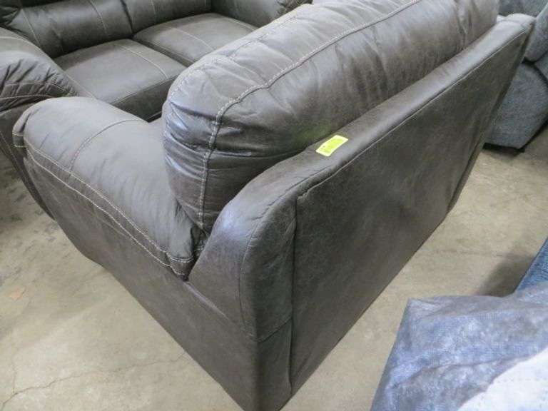 Charcoal Oversized Chair Faux Leather Lambrecht Auction, Inc.