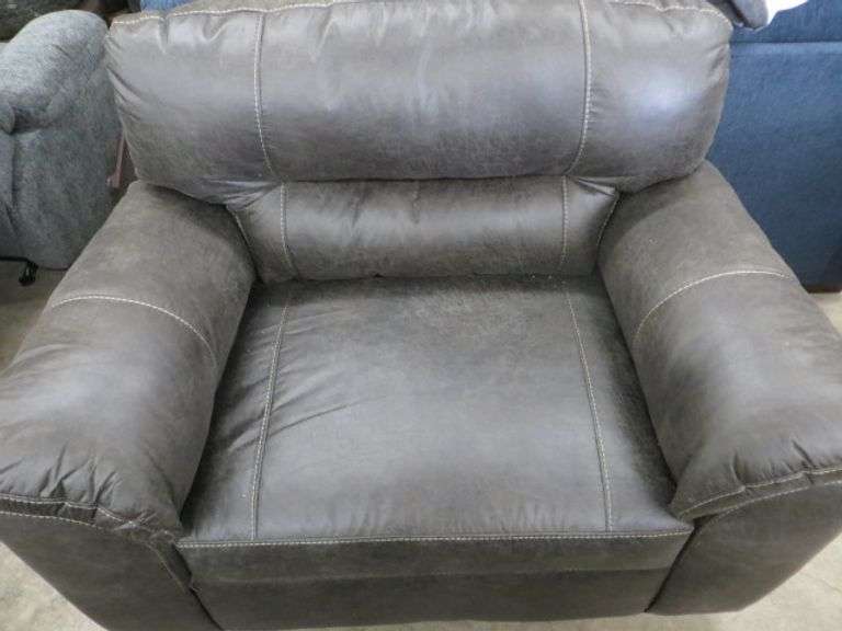 Charcoal Oversized Chair Faux Leather Lambrecht Auction, Inc.