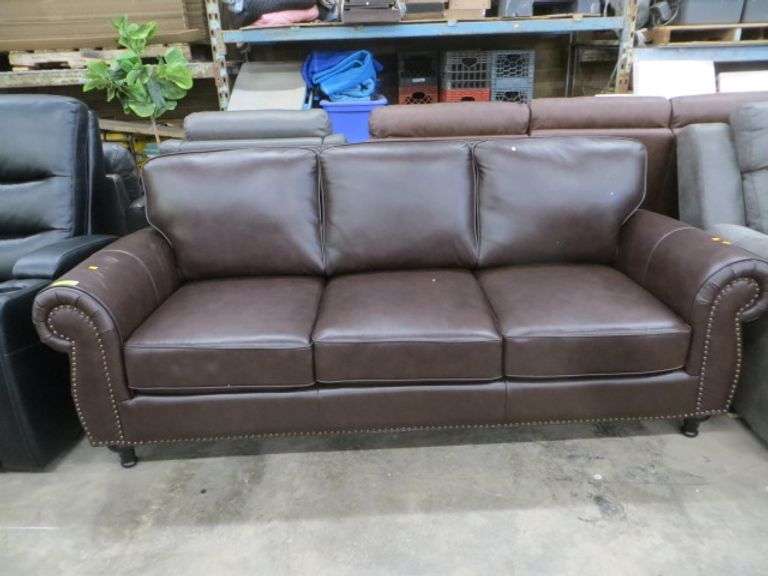Abbyson Brown Leather Couch Lambrecht Auction, Inc.
