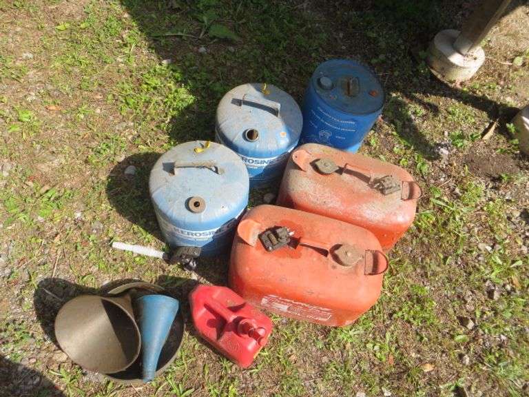 Fuel Cans & Funnels Includes a Boat Tank Lambrecht Auction, Inc.