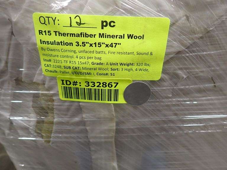 R15 Thermafiber Mineral Wool Insulation 3.5" x 15" x 47" Lambrecht