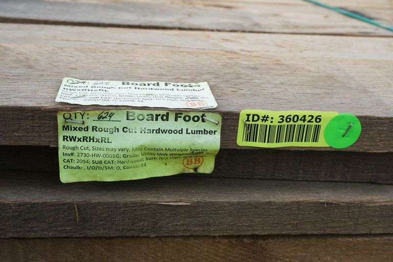 Mixed Roughcut Hardwood Lumber RWxRHxRL Lambrecht Auction, Inc.