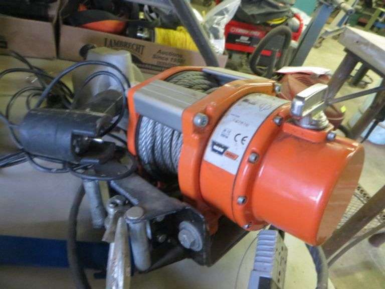 12V Winch w/ Control & Reese Hitch Mount Lambrecht Auction, Inc.
