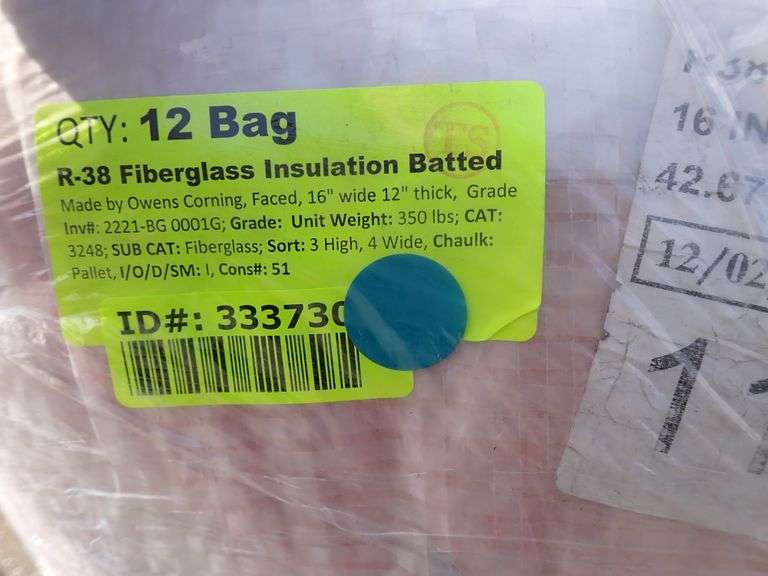 R 38 Fiberglass Insulation Batted Lambrecht Auction Inc r-38-fiberglass-insulation-batted-lambrecht-auction-inc