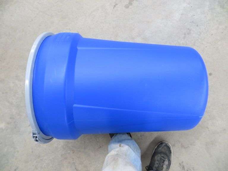 Plastic Barrel With Locking Lid Lambrecht Auction, Inc.