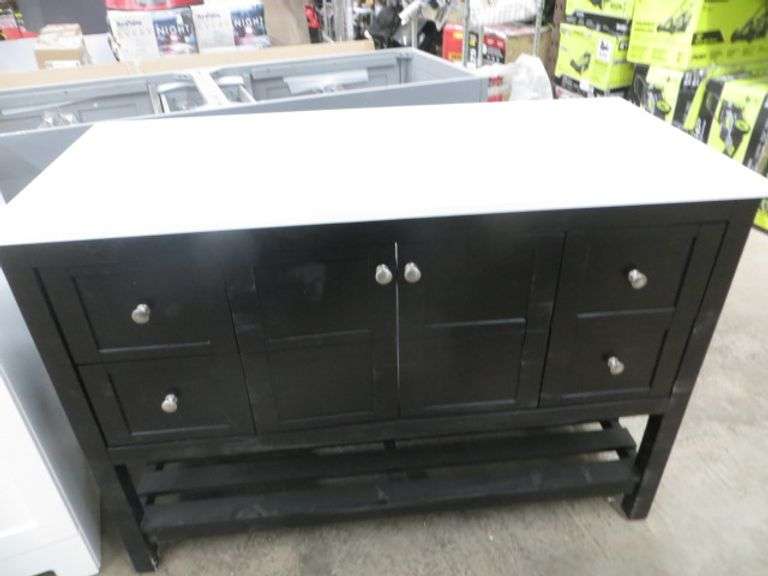 Black 4 Drawer Bathroom Vanity - See Details - Lambrecht Auction, Inc.