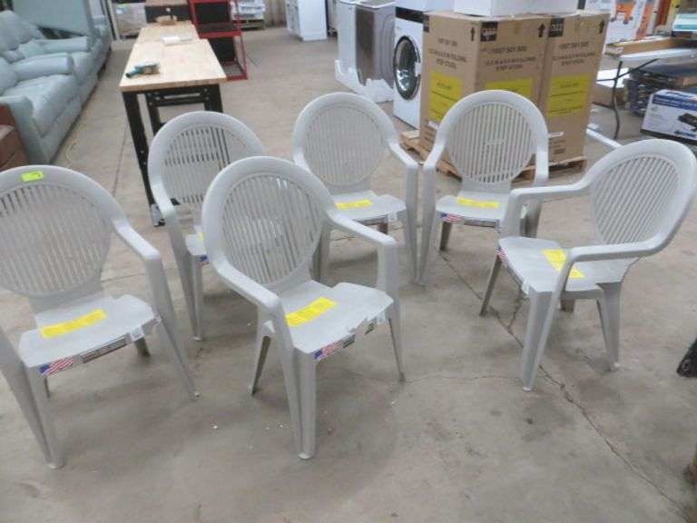Six Plastic Outdoor Chairs See Details Lambrecht Auction, Inc.