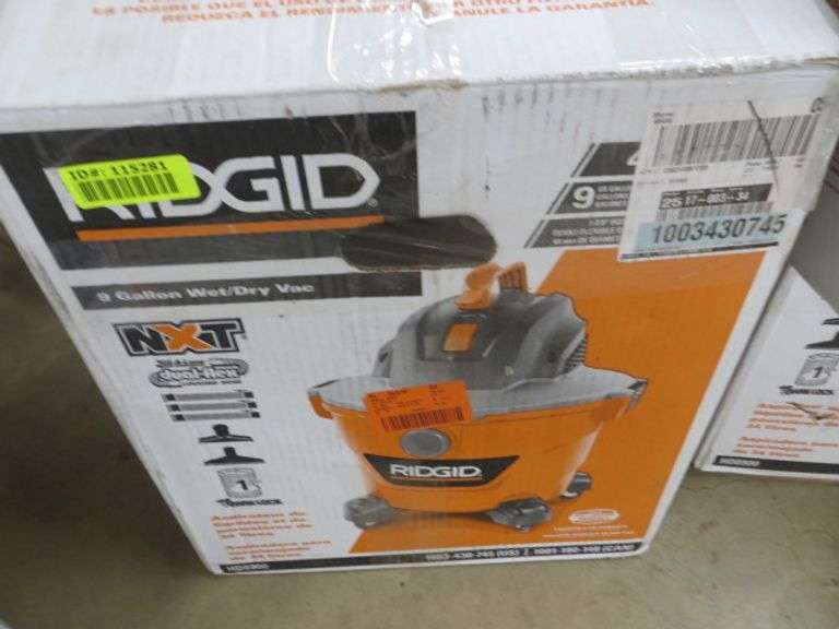Rigid 9gal Wet/Dry Vac See Details Lambrecht Auction, Inc.