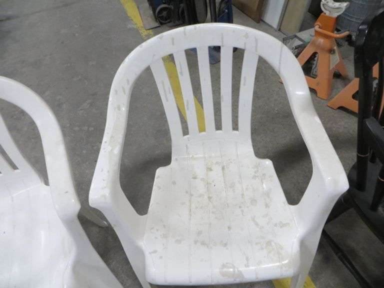 Three PVC Stackable Chairs Lambrecht Auction, Inc.