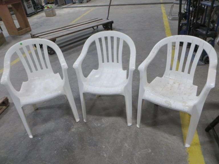 Three PVC Stackable Chairs Lambrecht Auction, Inc.