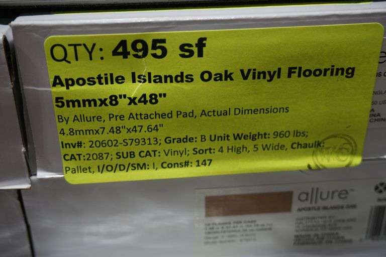 Apostle Islands Oak Vinyl Flooring 5mmx8"x48" Lambrecht Auction, Inc.
