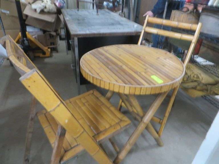 Bamboo Folding Table And Chair Set Lambrecht Auction, Inc.