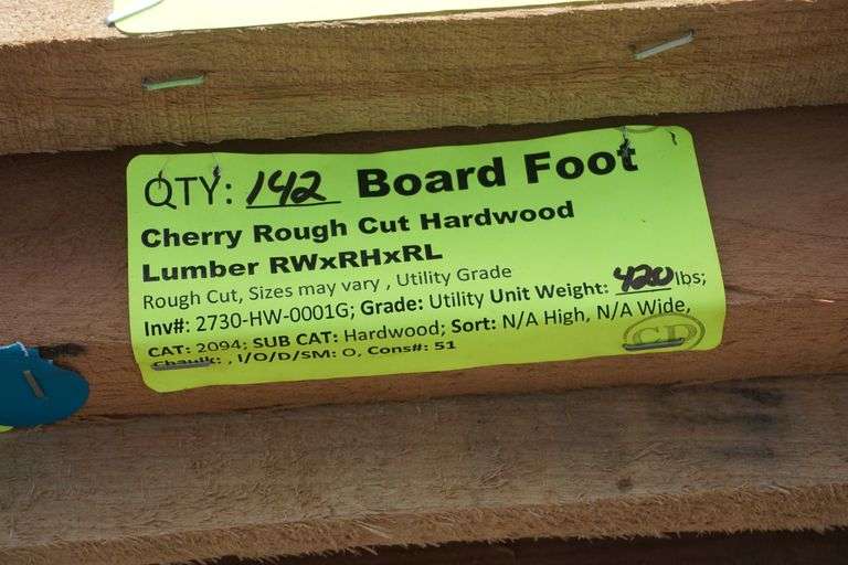 Cherry Rough Cut Hardwood Lumber RWxRHxRL Lambrecht Auction, Inc.