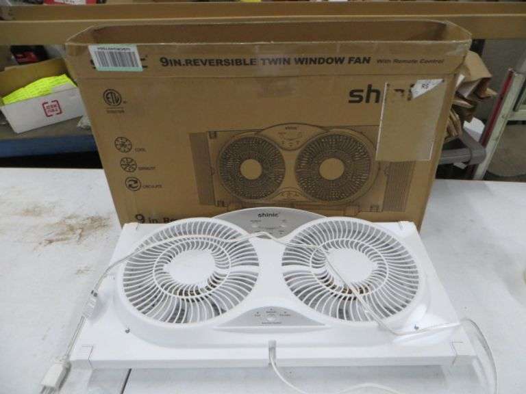 9" Reversible Twin Window Fan With Remote Lambrecht Auction, Inc.