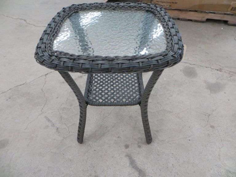 Grey Wicker Side Table Lambrecht Auction, Inc.
