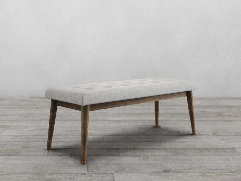 Abbyson Retro Upholstered Tufted Mid Century Bench Brown Lambrecht Auction, Inc.