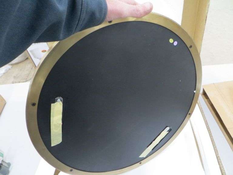 20" Satin Brass Bathroom Mirror And Bemis Toilet Seat Lambrecht