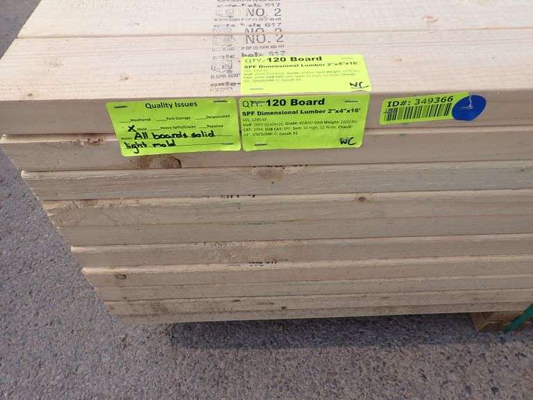 SPF Dimensional Lumber 2"x4"x16' *See Description* Lambrecht Auction