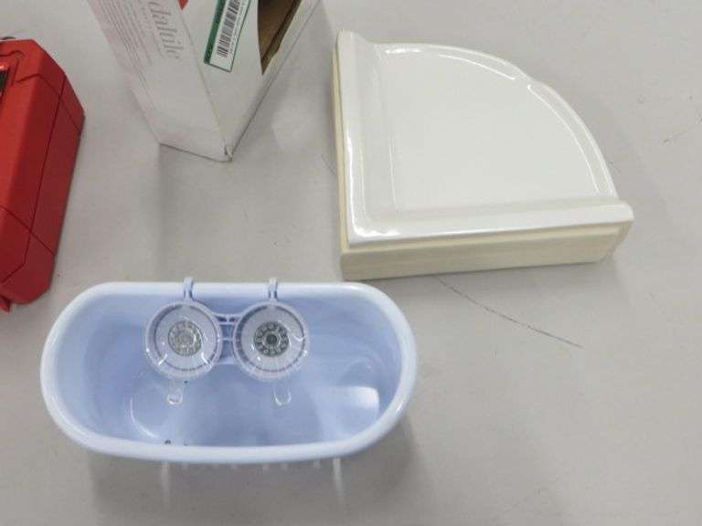 Daltile Corner Shelf Ceramic Bath Accessory & A Shower Basket