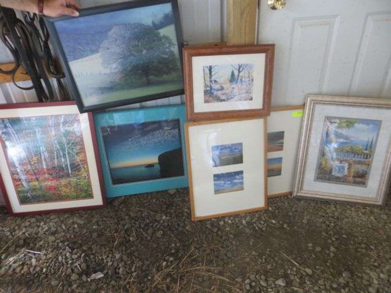 Assorted Framed Art Work, 7 Pieces Landscapes and Hunting Scene