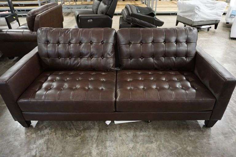 Abbyson Carabella Leather Sofa In Brown Lambrecht Auction, Inc.