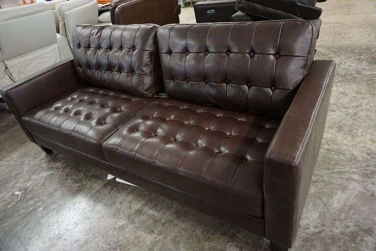 Abbyson Carabella Leather Sofa In Brown Lambrecht Auction, Inc.
