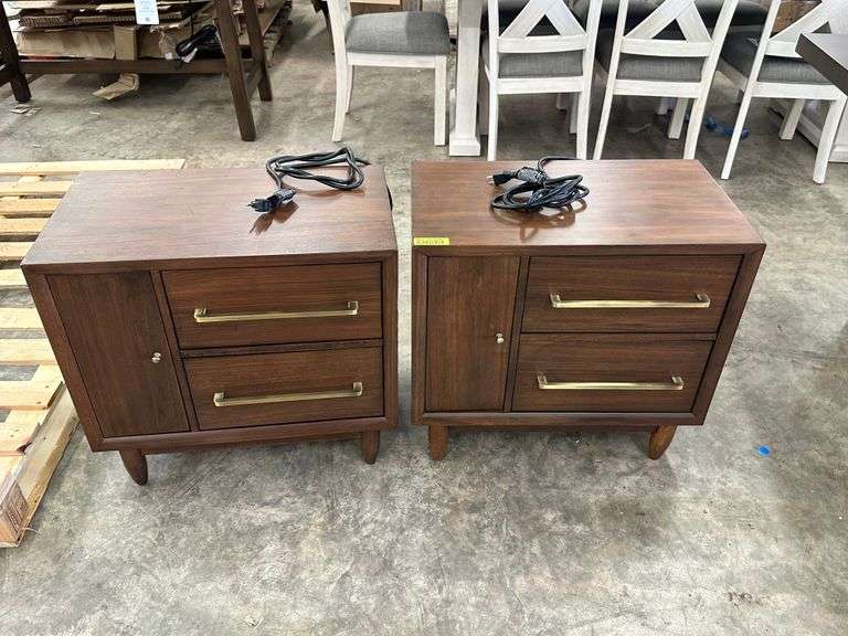 Marina Del Rey Midcentury Nightstands with Power 2xs Assembled