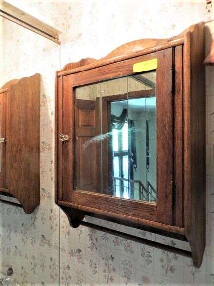 Antique Wooden Medicine Cabinet w/Mirror - Lambrecht Auction, Inc.