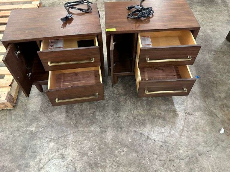 Marina Del Rey Midcentury Nightstands with Power 2xs Assembled