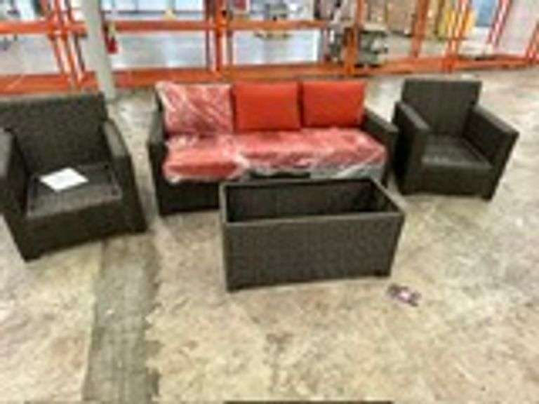 Hampton Bay Laguna Point 4Piece Brown Wicker Outdoor Patio Deep