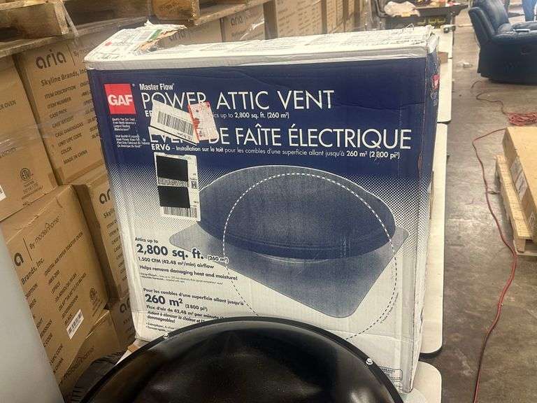 GAF Master Flow 1500 CFM Black Power Roof Mount Attic Fan with