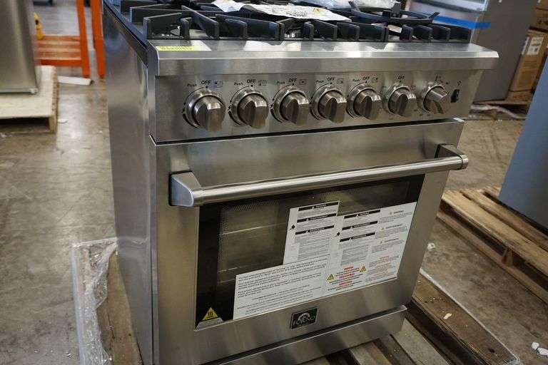 Forno Lazio 30Inch Dual Fuel Range with 5 Sealed Burner in Stainless