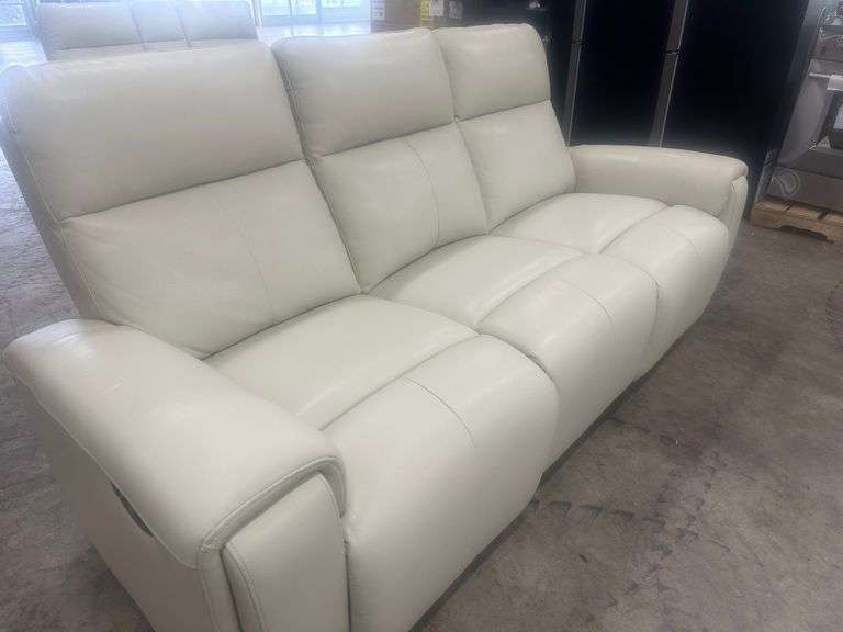 Abbyson KEEGAN POWER RECLINING LEATHER SOFA Lambrecht Auction, Inc.