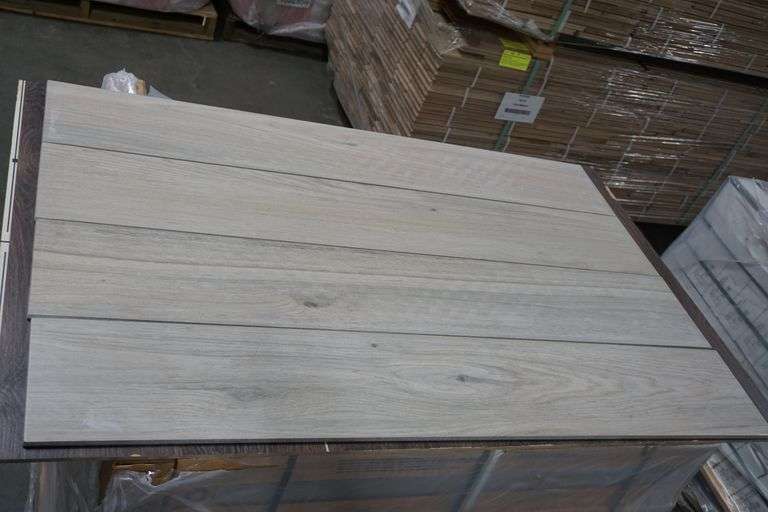 Native White Oak Porcelain Tile 8"x48" Lambrecht Auction, Inc.