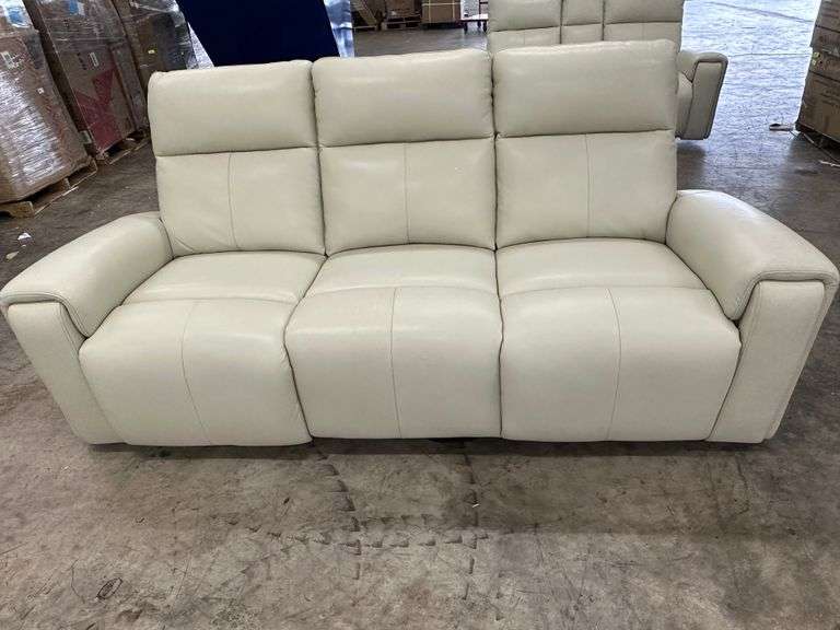 Abbyson KEEGAN POWER RECLINING LEATHER SOFA Lambrecht Auction, Inc.