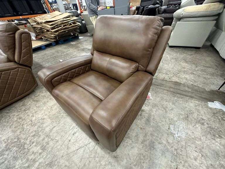 Abbyson RAYMOND LEATHER POWER RECLINER Lambrecht Auction, Inc.