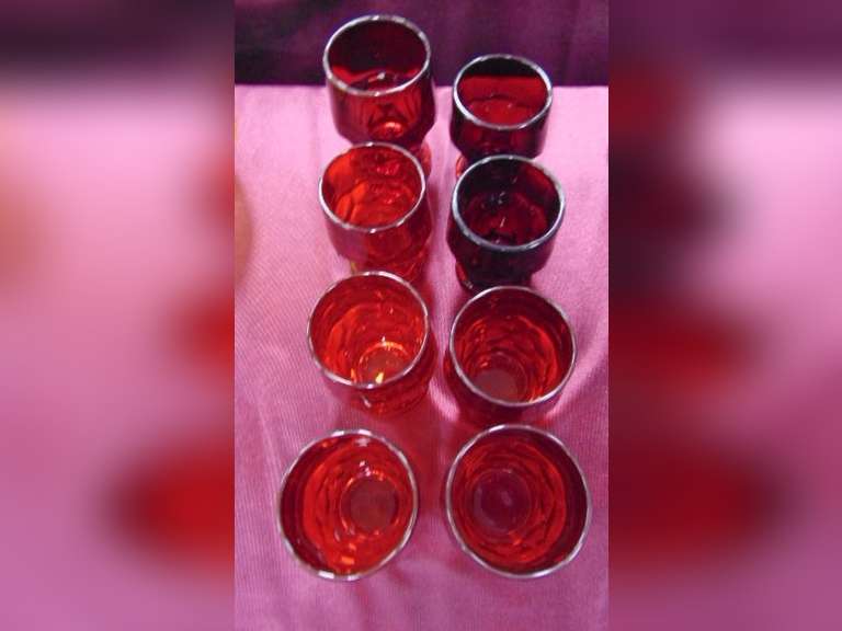 8 ruby red glasses Lindsay Auctions & Realty LLC