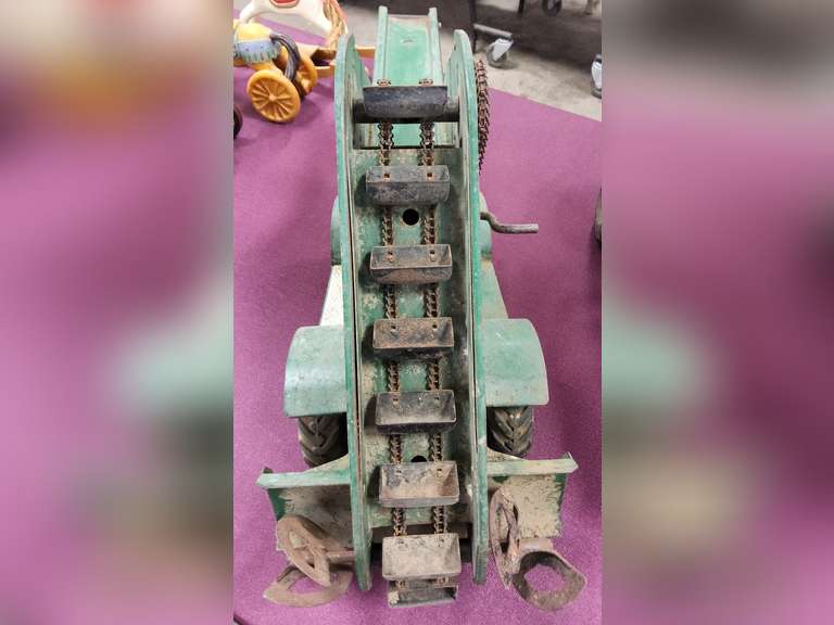 Vintage Barber Greene pressed steel bucket loader toy Lindsay