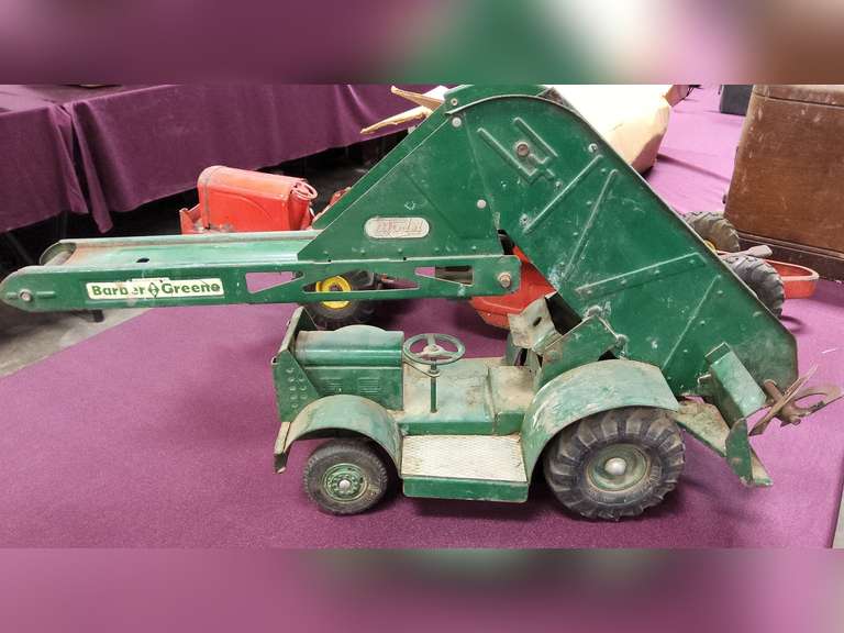Vintage Barber Greene pressed steel bucket loader toy Lindsay