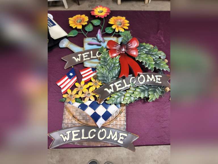 3 decorative metal wall signs Lindsay Auctions & Realty LLC