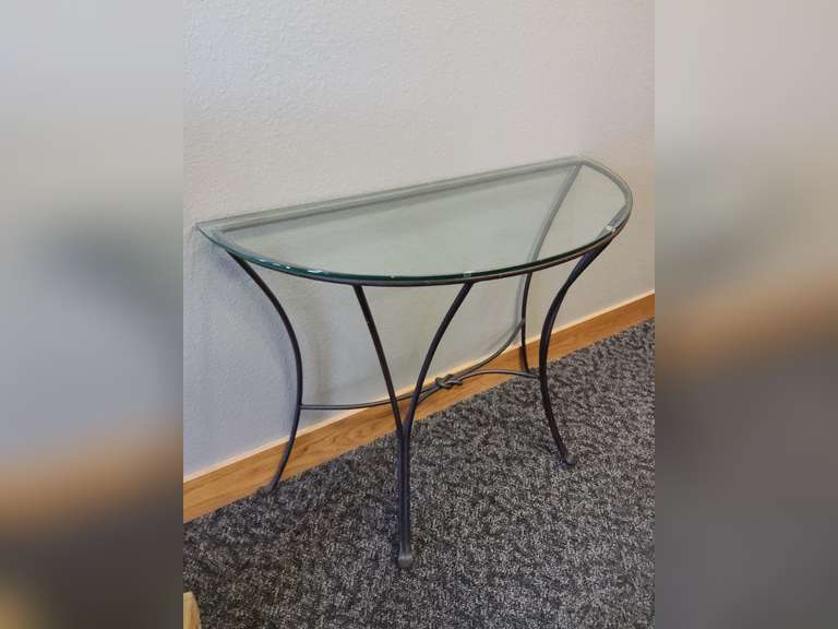 Metal & glass side table 40.5x16 Lindsay Auctions & Realty LLC