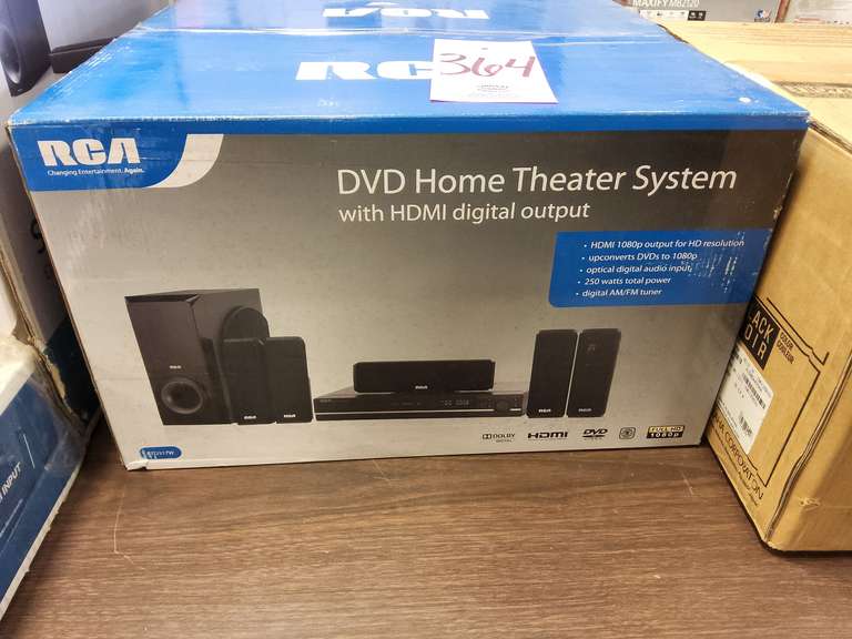 RCA dvd home theater system w/ hdmi digital output Lindsay Auctions & Realty LLC