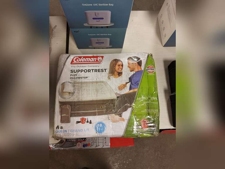 Coleman queen air mattress w/ 120v pump Lindsay Auctions & Realty LLC