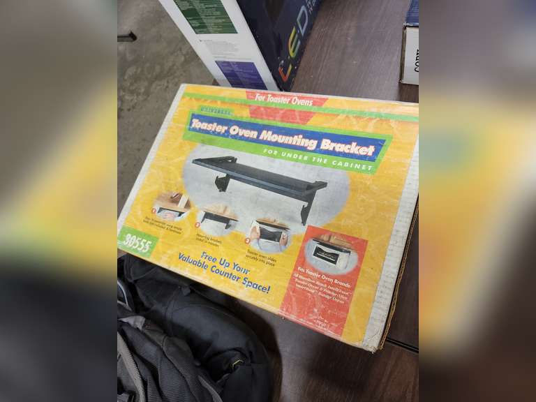 Toaster oven mounting bracket & other Lindsay Auctions & Realty LLC