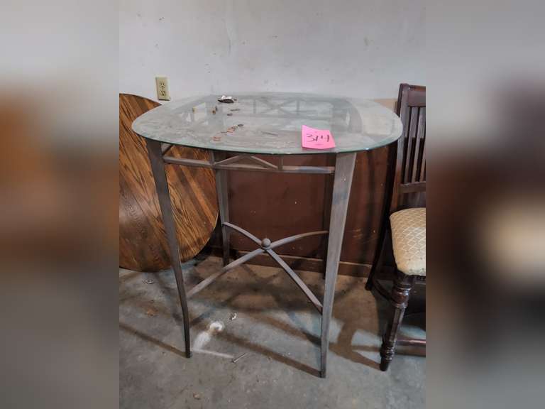 High top table w/ glass top Lindsay Auctions & Realty LLC